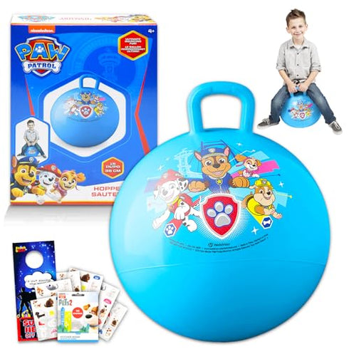 Paw Patrol Hopper Ball for Kids - Bundle with 15 Inch Paw Patrol Bouncy Ball with Handle, Stickers, and More (Paw Patrol Outdoor Toys)